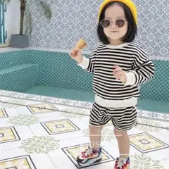 残り1着❣️キッズベビー　ボーダー　セットアップ トレーナー　ショートパンツ