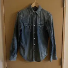 【美品】RRL (XS)ヴィンテージ加工 デニム ウエスタンシャツ コンチョ