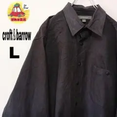 USA古着 croft＆barrow　長袖ボタンシャツL　ブラック