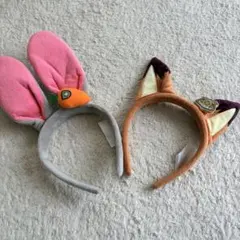 上海ディズニー　ズートピア　ニック　ジュディ カチューシャ セット
