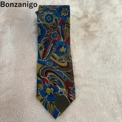 【美品】 Bonzanigo 総柄 花柄 メンズ カジュアル ネクタイ 006