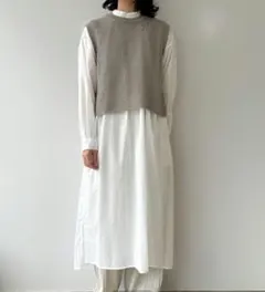 新品タグ付2025ss evam eva リネンコットンショートベスト