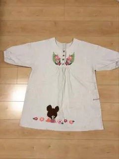 くまのがっこう　花柄エプロン