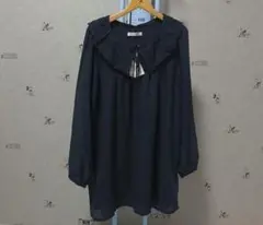 LOWRYS FARM レース襟ブラウス ネイビー M 新品タグ付き