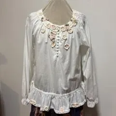 A*Y様 ピンクハウス お花モチーフ フリルブラウス 綿100%のサムネイル