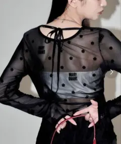 【MARY QUANT×PUBLUX】 ロゴシアーリボン付きトップス