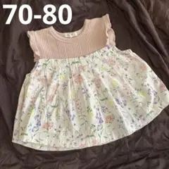 春夏 ピンク白小花チュニック 70-80 perfectjoy