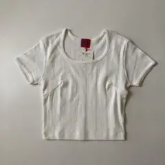 vintage ホワイト クロップド トップス カットソー 80s 90s