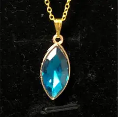 ブルートパーズ【artificial】ゴールドネックレス 一粒 誕生石