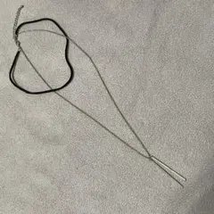 ゴールド ロングネックレス 2本バー付き　チョーカー