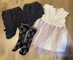 キッズ服セット ワンピース ズボン 帽子 ヒスミニ 靴下