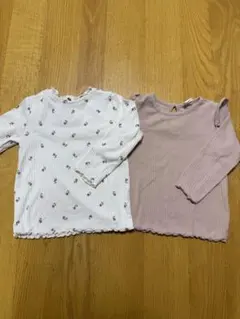 H&M ロンT 2枚セット　ピンク　ホワイト　花柄　サイズ80