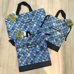 マイクラ　マインクラフト　レッスンバッグ　シューズケース　シューズバッグ　巾着Ｌ