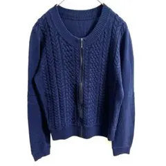 ペイトンプレイス 長袖ニット ジップアップ 薄手 ケーブルニット