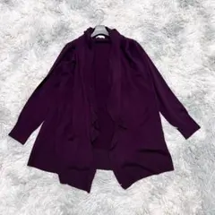 7-IDconcept. 38 カーディガン 無地 紫 通勤 ウール