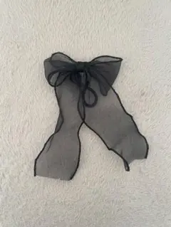 シフォン ブラック リボン ヘアアクセサリー