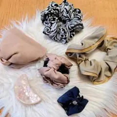 シュシュ ヘアバレッタ　6点 セット まとめ売り