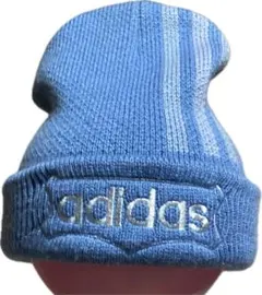 adidas ニット帽 ビーニー ライトブルー 54-57cm 台湾製00s