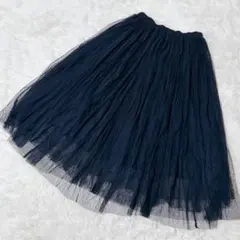 【c2841】✨良品✨LEPSIM ロングスカート　フレア　レース　ネイビー