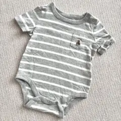 [美品] GAP ストライプロンパース グレー 50サイズ　0-3ヶ月