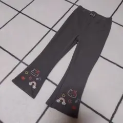 ママラク　ハローキティ 刺繍入り リブパンツ グレー