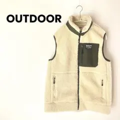 OUTDOOR♡ボア ベスト マウンテン フリース カーキ クリーム Lサイズ