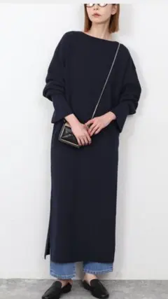 新品 SLOBE IENA ファインウールニットミニワンピース ブラック