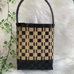 16/PPバンド かごバッグ プラカゴ ワンハンドル ベージュ ブラック