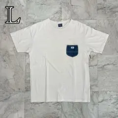 LEE　Tシャツ　ホワイト　メンズ　L　胸ポケット　タグロゴ　半袖　コットン