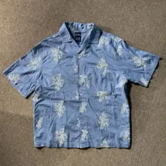 OLD GAP 00s リネン オープンカラー ボックスカット 刺繍 総柄