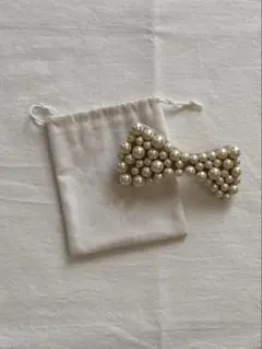 e.m.Fleur（イーエムフルール）パールバレッタ　リボン　ヘアアクセサリー