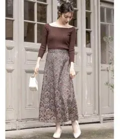 fifth レトロフラワーレースフレアスカート