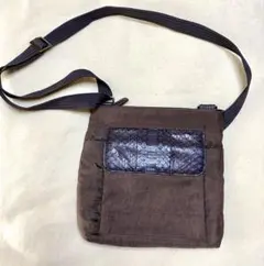 ブラウン ショルダーバッグ クロコダイル風