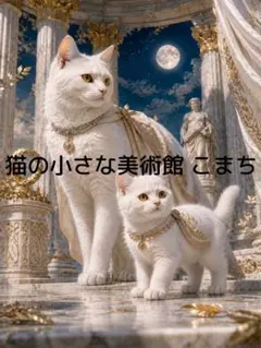 〈一枚限りの作品〉月影に寄り添う白猫の親子