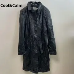 Cool&Calm【42】本革レザージャケット　ロングコート　リアルレザー　黒色