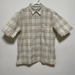 ユニクロ　JWANDERSONメンズシャツ半袖　サイズM チェック柄ベージュ系