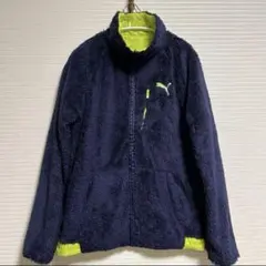 PUMA リバーシブルパーカー　ボアジャンパー　ネ イビー黄色
