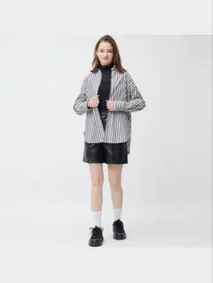 GU ストライプオーバーサイズシャツ　M