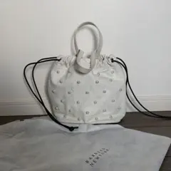BARNES NEW YORK 白 レザー パール装飾 バッグ