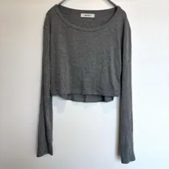FOREVER 21フォーエバークロップド丈 リブ長袖カットソーグレー 【S】のサムネイル