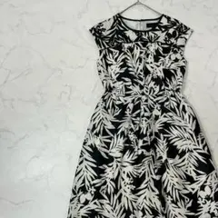 UNTITLED 日本製 切替 異素材 ノースリーブ ひざ丈 ワンピース 2