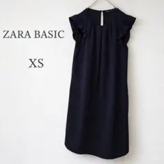ZARA BASIC フリル袖 ワンピース XS 黒 ノースリーブ きれいめ