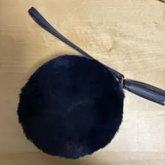 ネイビー ラウンド型 ファーバック タッセル付き