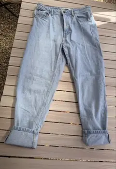 ZARA レディース デニムパンツ ライトブルー ロールアップ ジーンズ