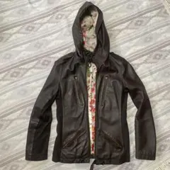 ふりふ　レザージャケット　フード付き