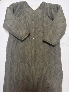 キルティングロングコート Lサイズ オリーブグリーン