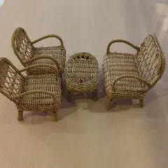 ミニチュアラタン風家具セット　応接セット　籐