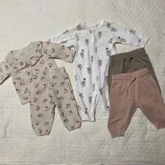 H&M 60cm 女の子　ベビーパジャマセット フリル付き花柄