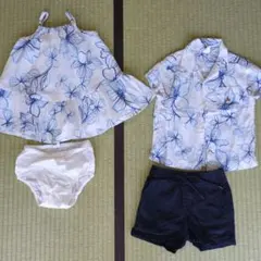 baby GAP 花柄ドレスとショートパンツセット 男女双子兄妹お揃いコーデ