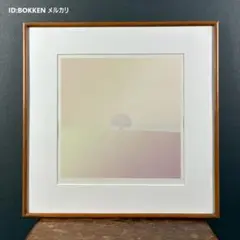 永井一正「Sakura」手摺木版画 直筆サイン入 1982年制作 額縁入り